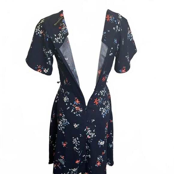 Banana Republic Women's Size 0 Navy Blue Floral Fit and Flare Mini Dress - Picture 8 of 12